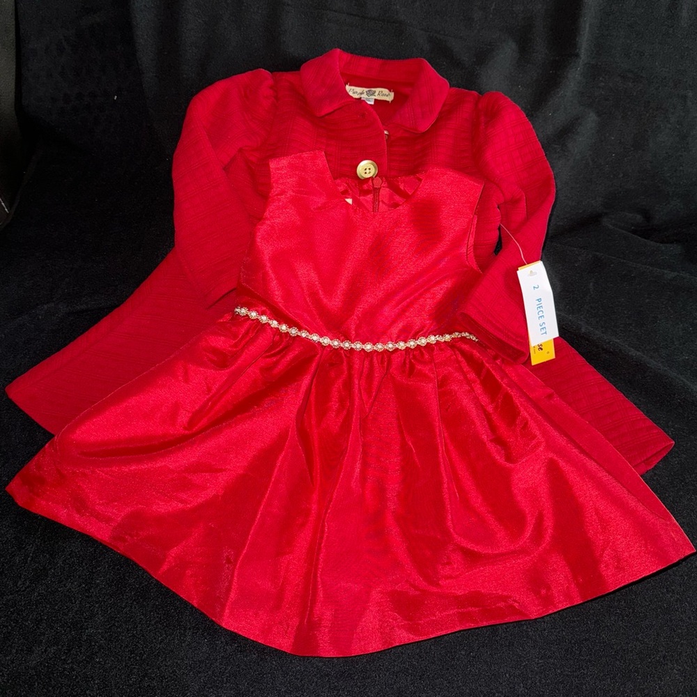 Adorable Red Dress and Coat Set (24Mo)